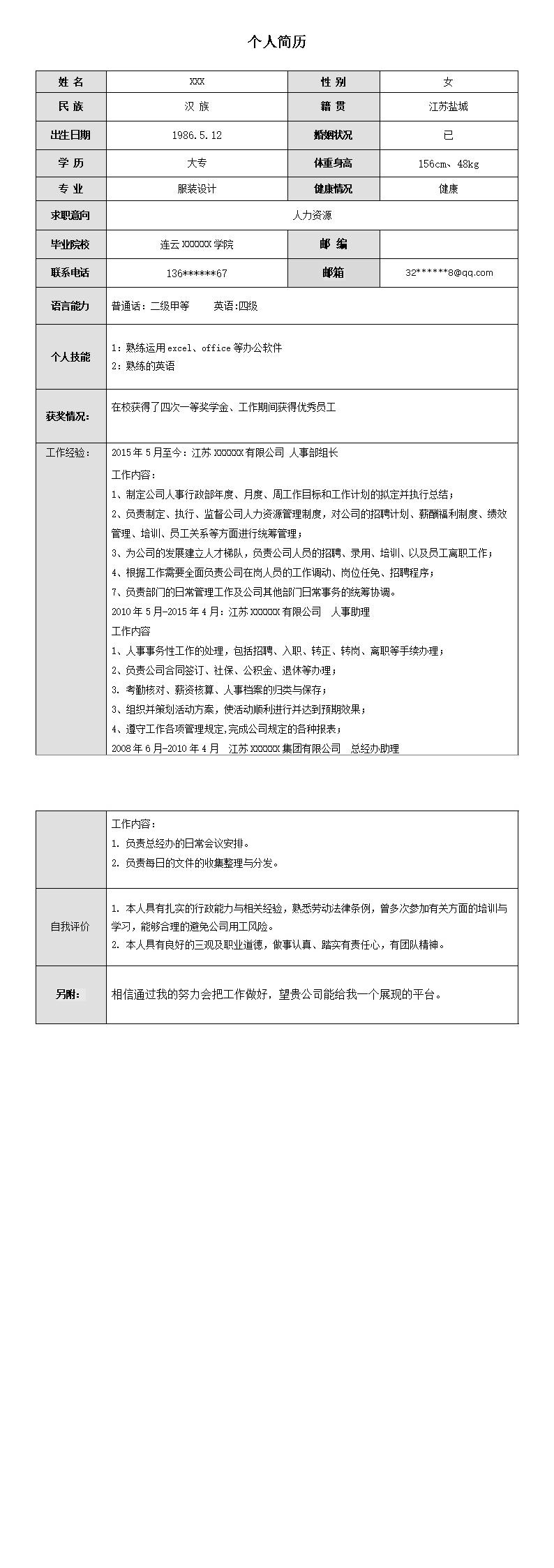 6172_人事人资人力资源类岗位求职简历模板  - 人力资源简历模板